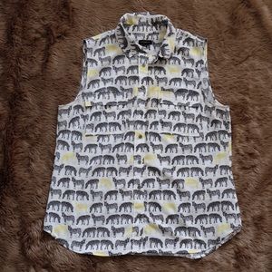 Talbots Zebra Print Button Shirt